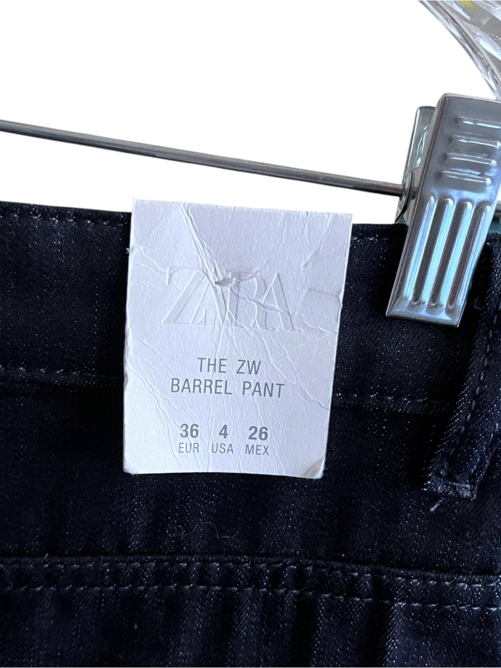 NWT Zara ZW Collection Barrel Leg High Rise Trouser Ankle Jeans Dark Wash size 4 - Picture 12 of 13